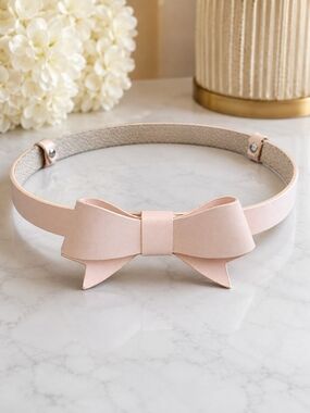 Alannah Hill Blush Pink Genuine Leather Bow Belt Adjustable 18"-35"